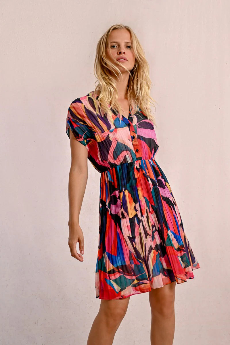 Colorful Pleated Dress