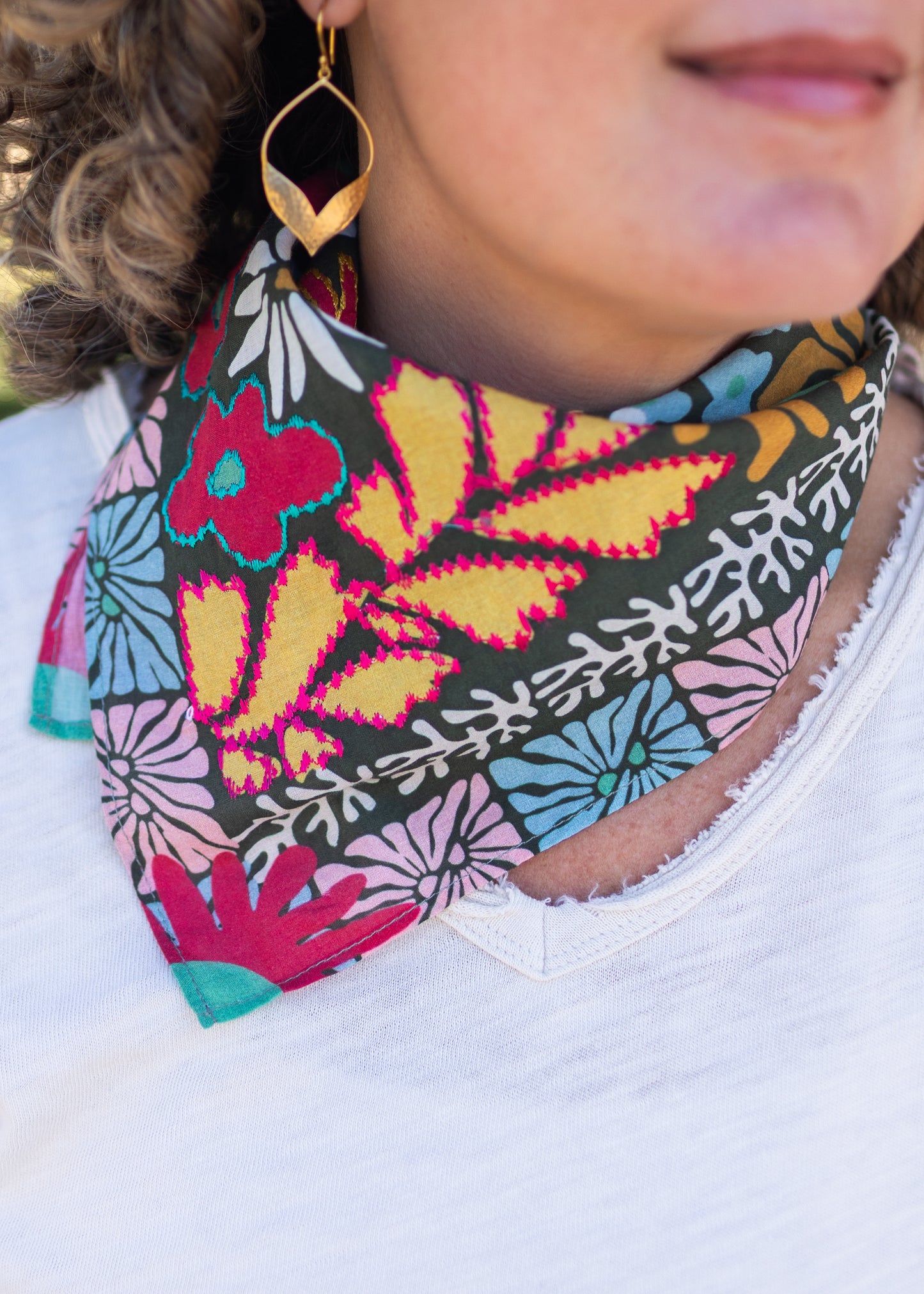 Groovy Floral Cotton Square Scarf