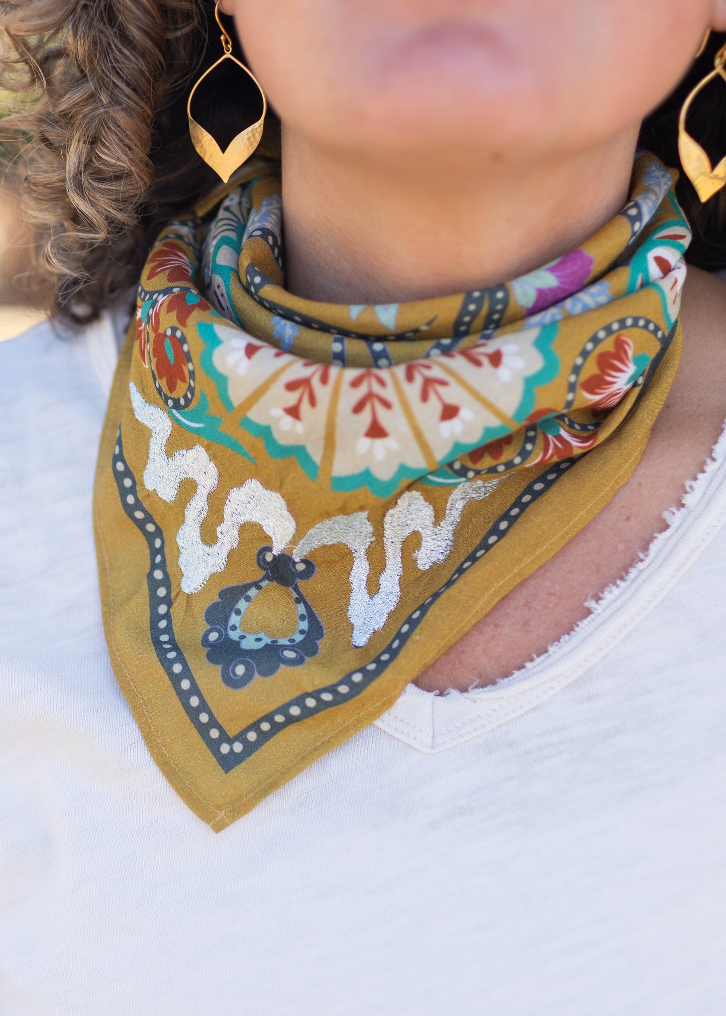 Bronze Mist Cotton Square Scarf