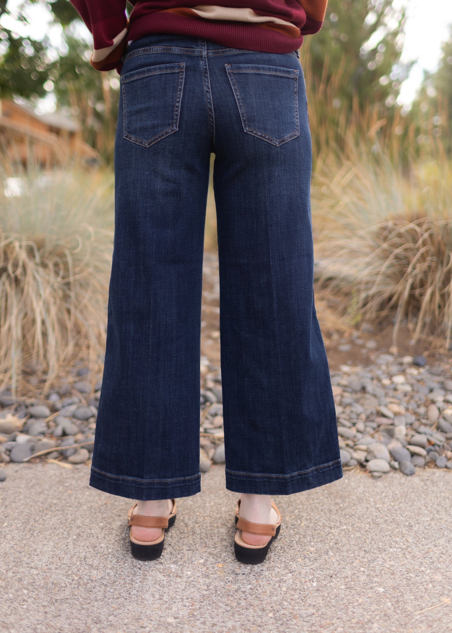 Stride Wide Leg in Eastmoor with Velvet Trim | Liverpool