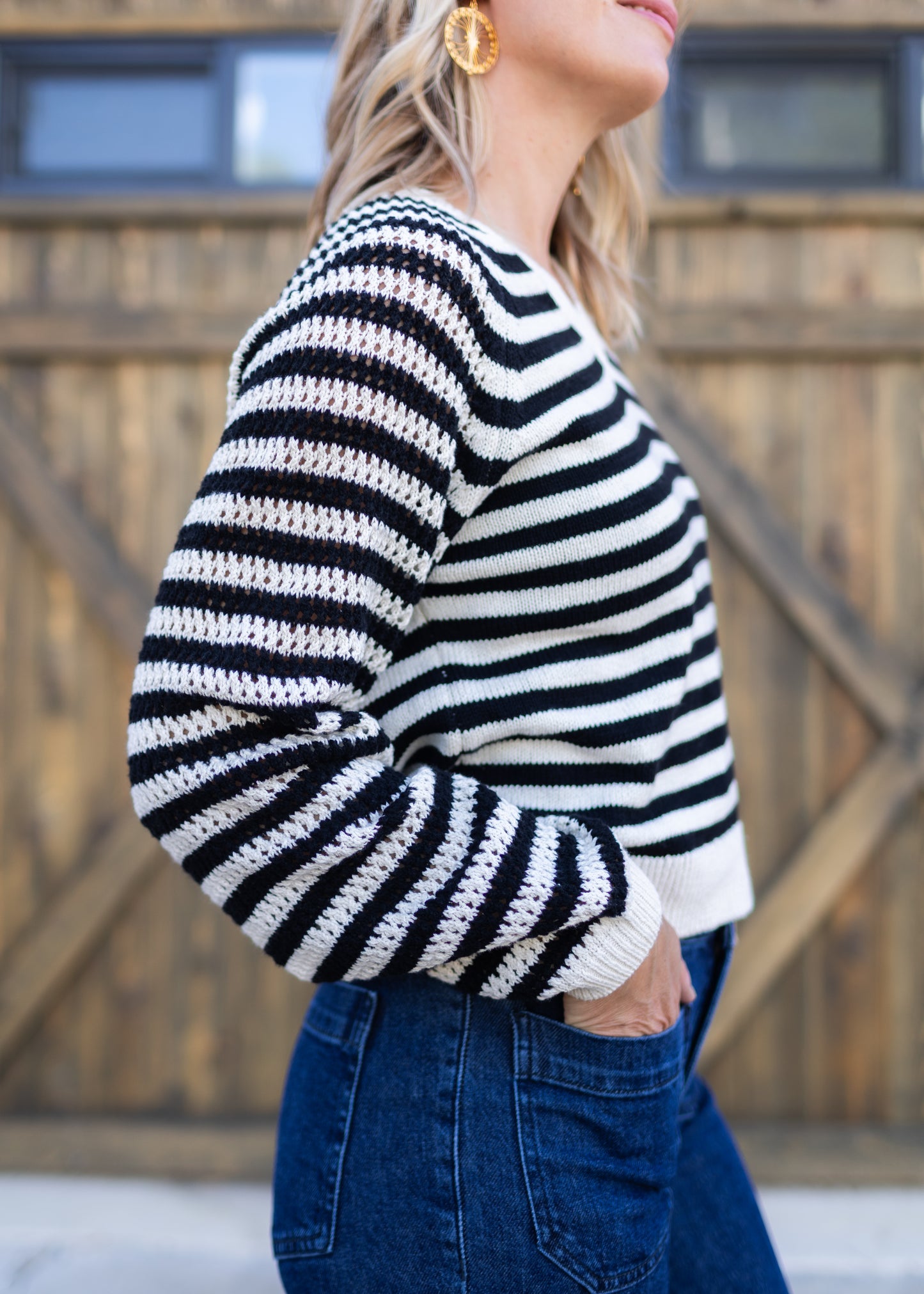 Perfect Sweater in Black Stripe | Sanctuary