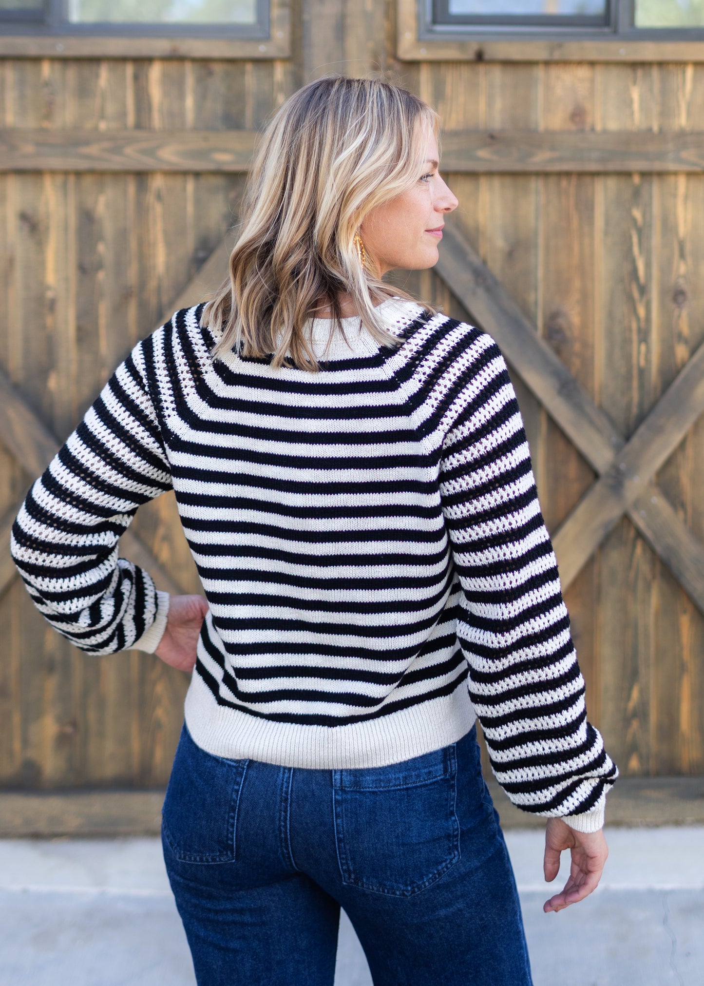 Perfect Sweater in Black Stripe | Sanctuary