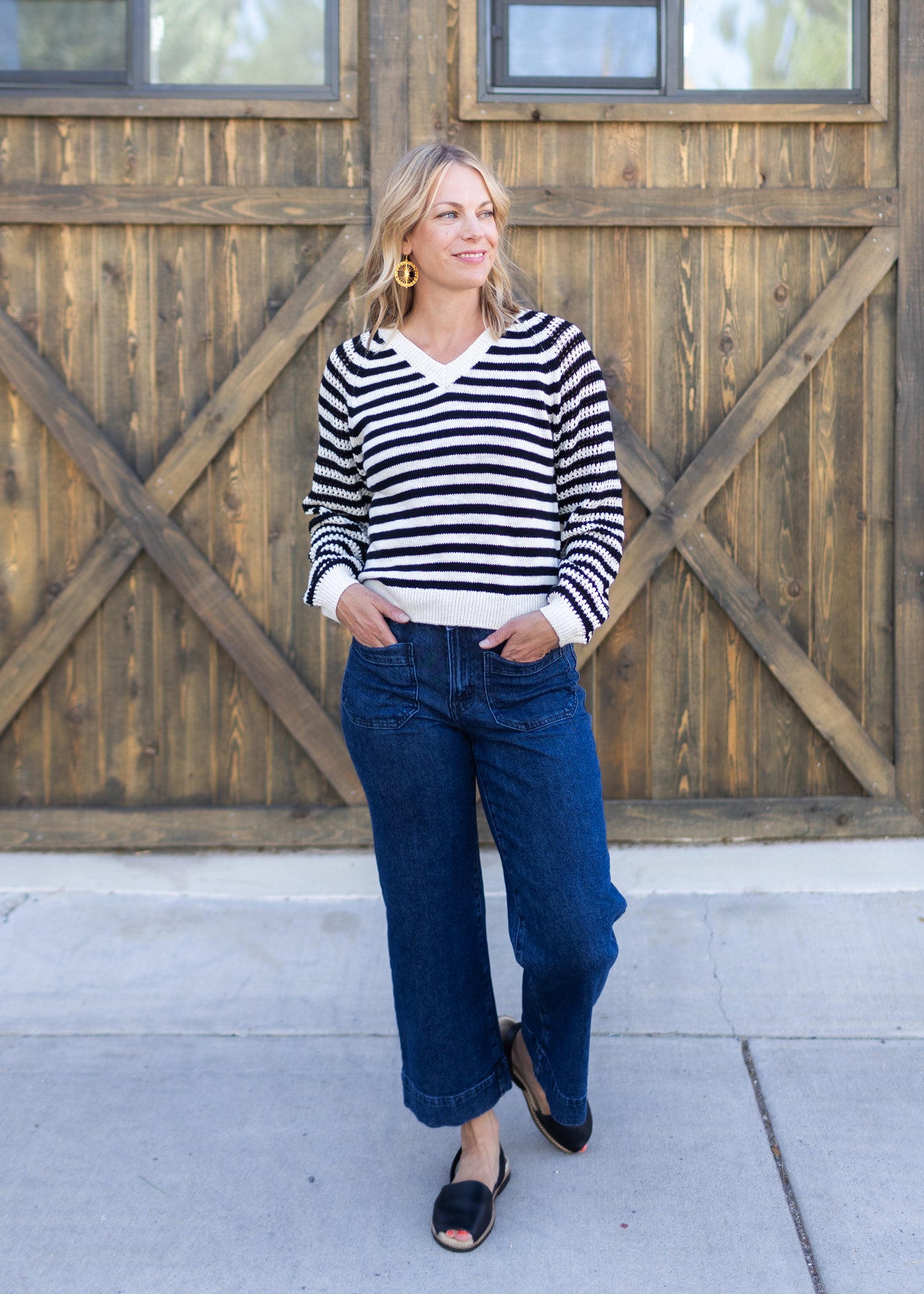 Perfect Sweater in Black Stripe | Sanctuary