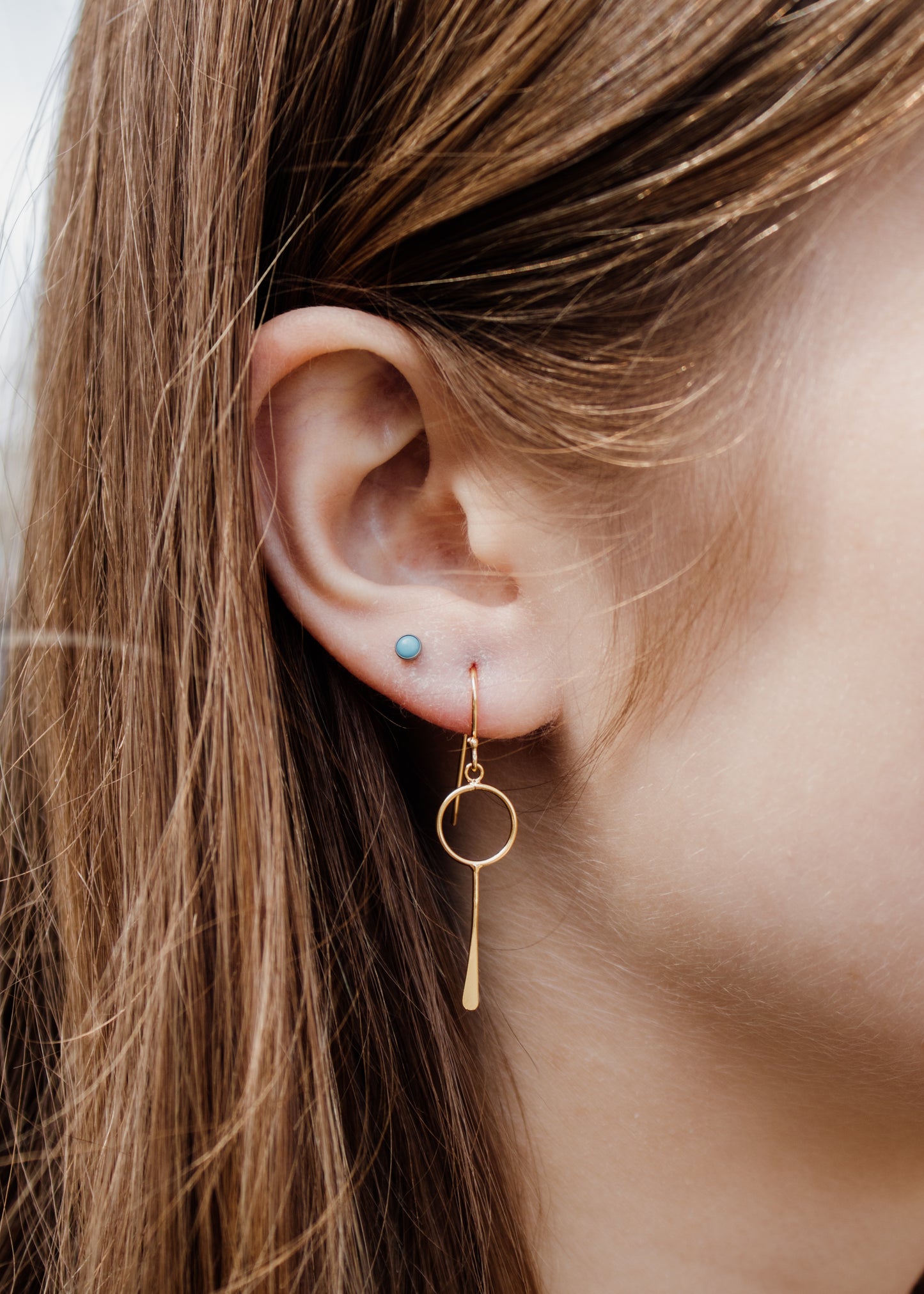 Gold Circle Paddle Earrings