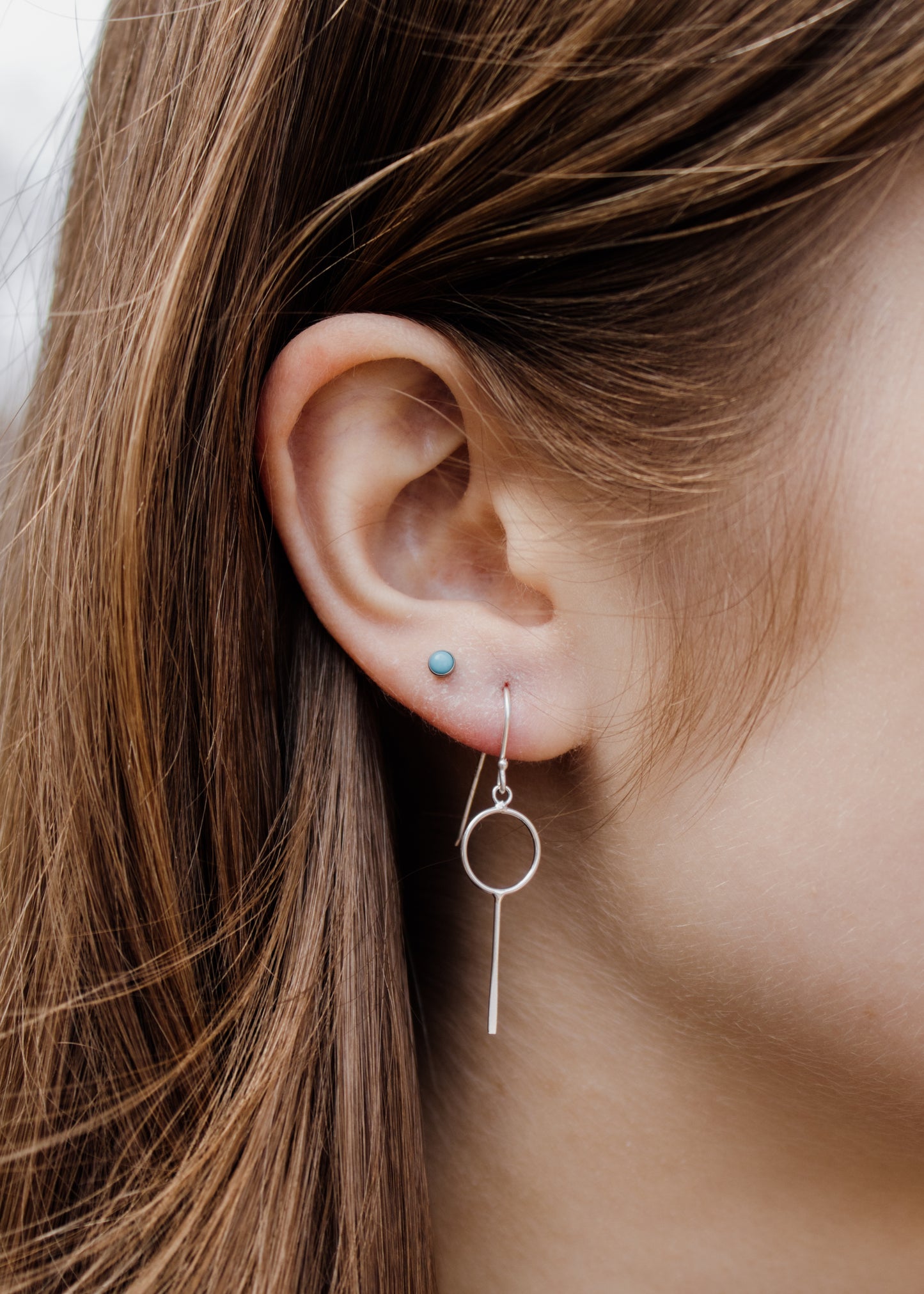 Silver Circle Paddle Earrings