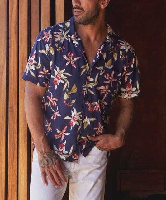 BBQ Shirt in Blue & Red Tropical Print | Outerknown