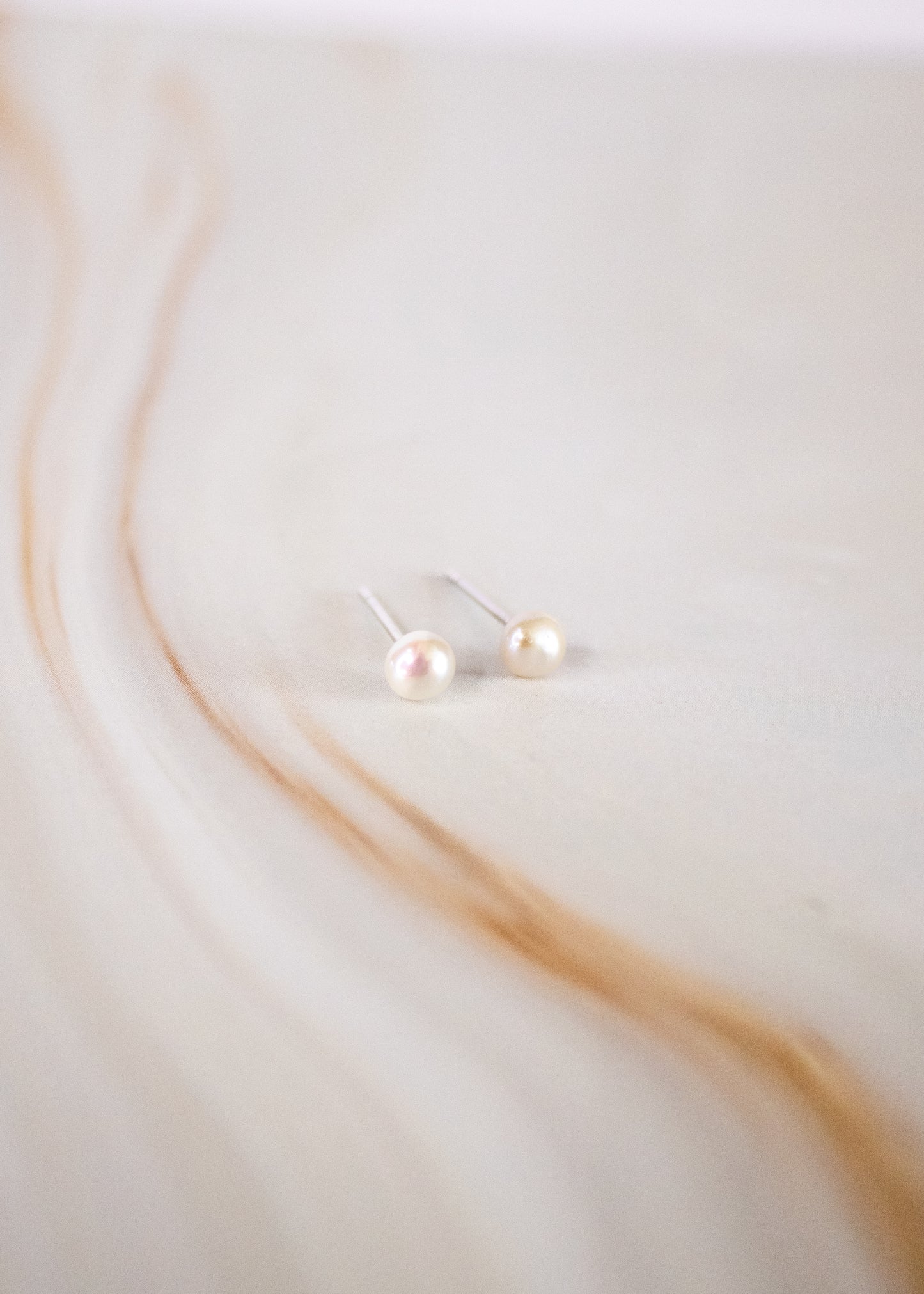 Tiny White Pearl Post Earrings