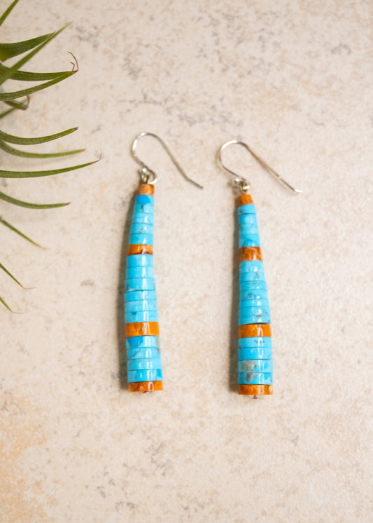 Turquoise & Sponge Coral Earrings