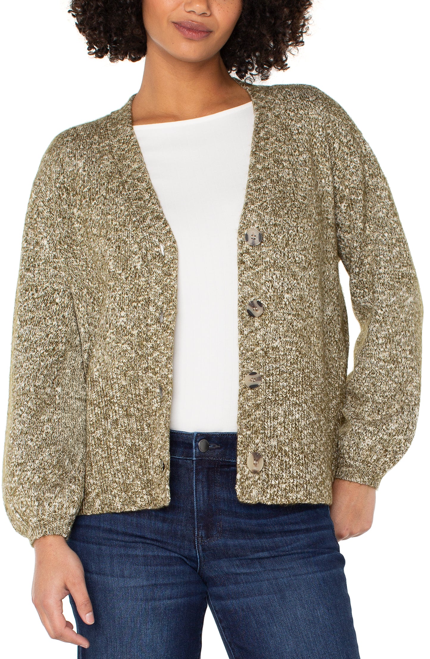 Cardigan Sweater in Olive | Liverpool