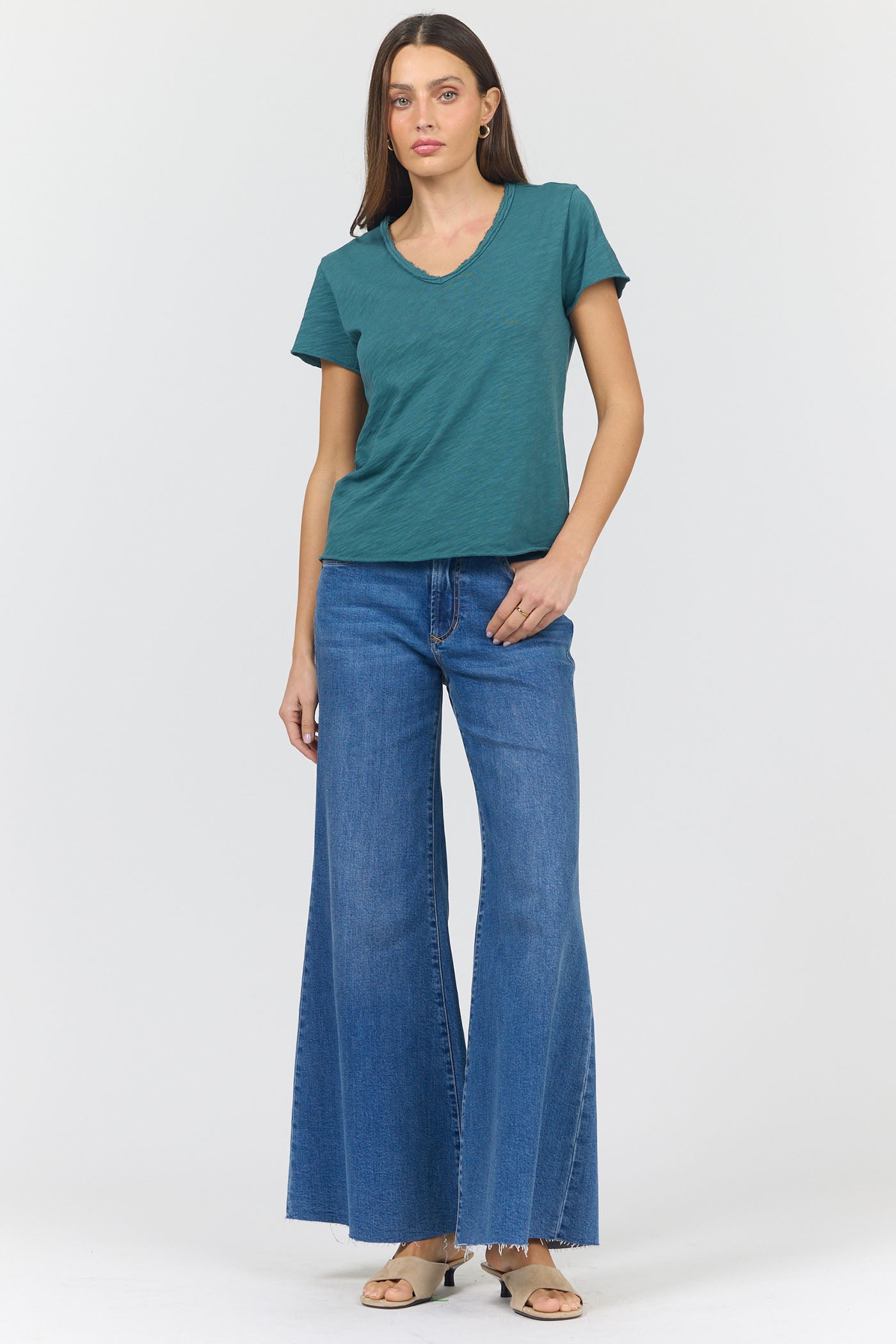Vanya V-Neck Tee in Mediterranean | Dear John (