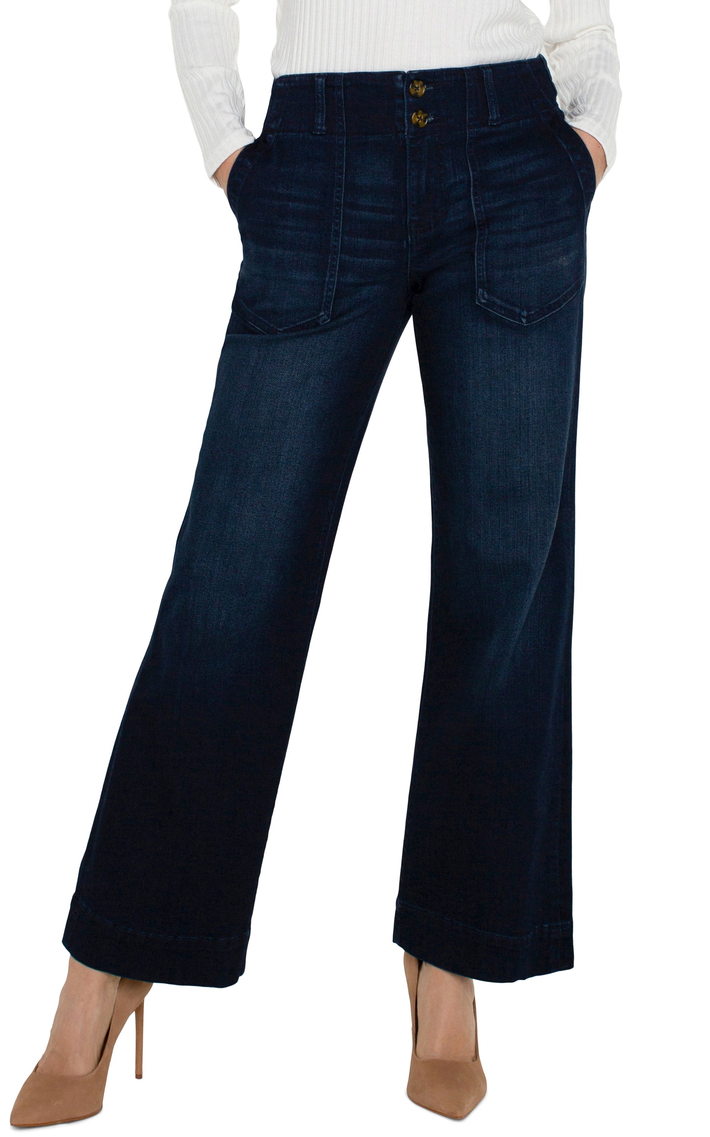Patch Pocket Wide Leg in Summit Lake | Liverpool