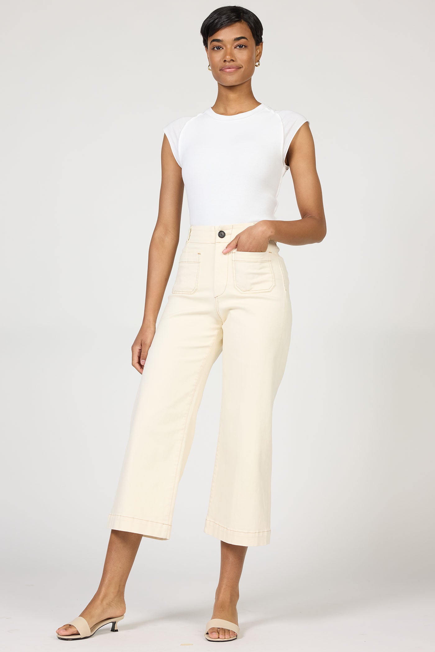 Audrey Wide Crop in Ivory | Dear John