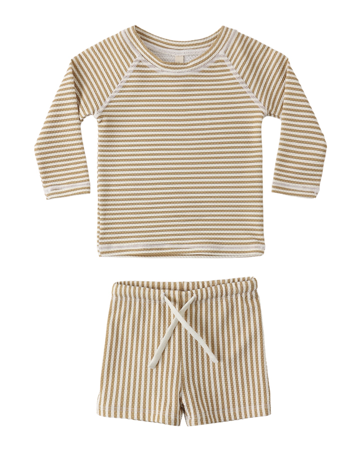 Honey Stripe Rashguard Swimsuit Set