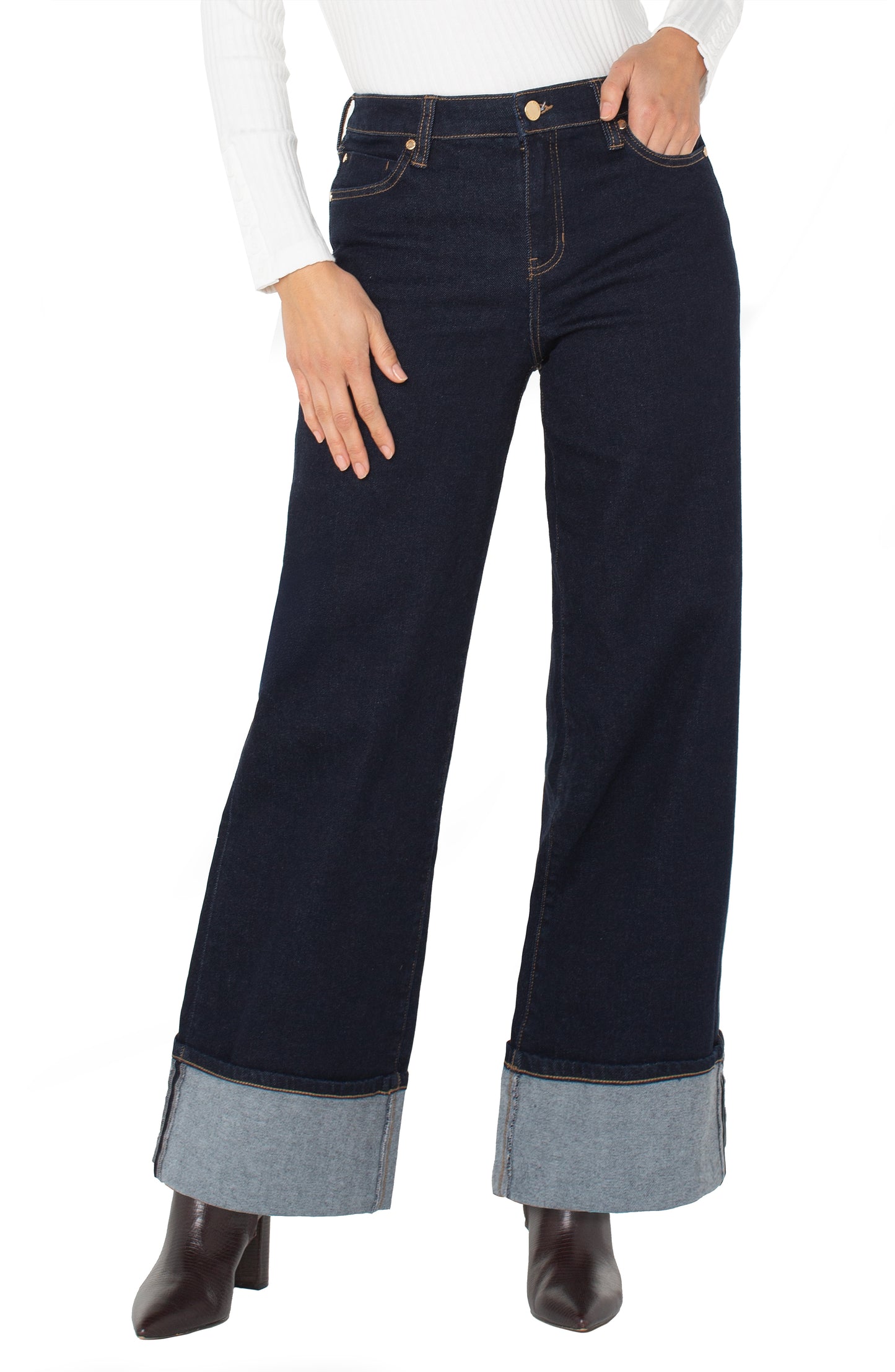 Morgan Cuffed Wide Leg in Indigo | Liverpool