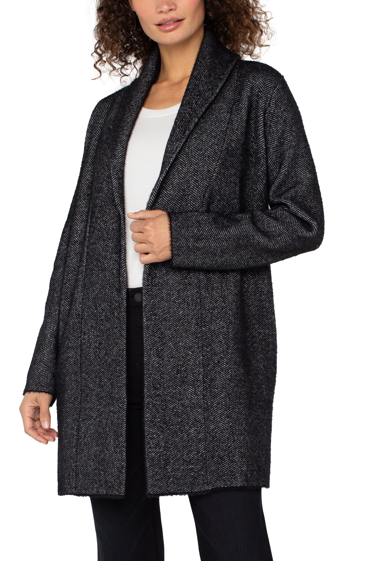 Shawl Sweater Coat in Charcoal | Liverpool