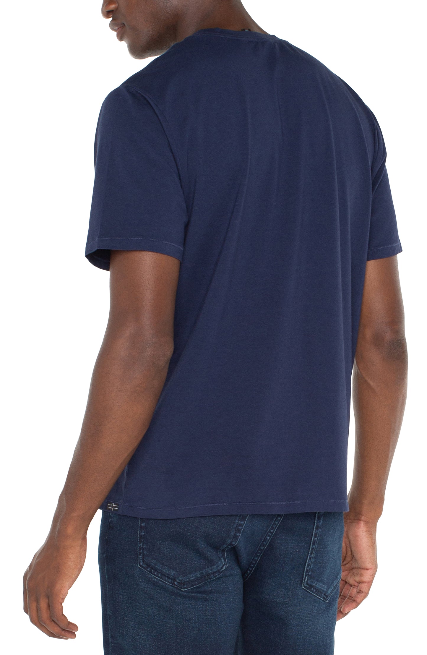 Short Sleeve Crew Neck Tee in Navy | Liverpool