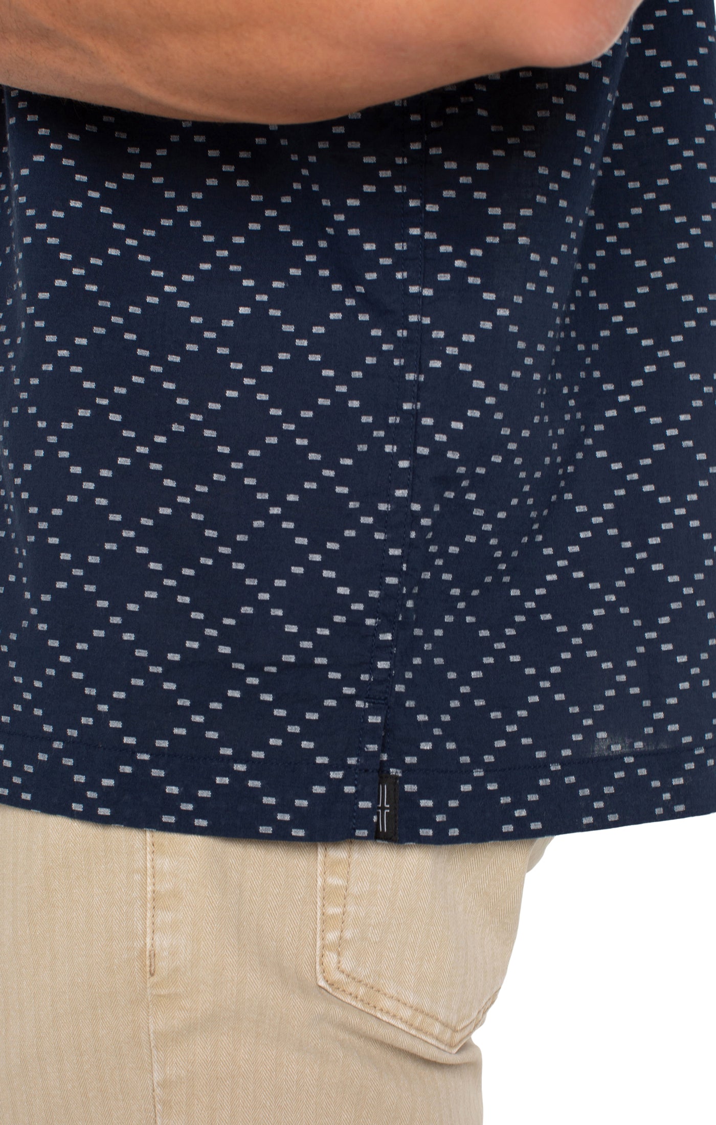 Short Sleeve Button Up in Navy Clipped Dot | Liverpool