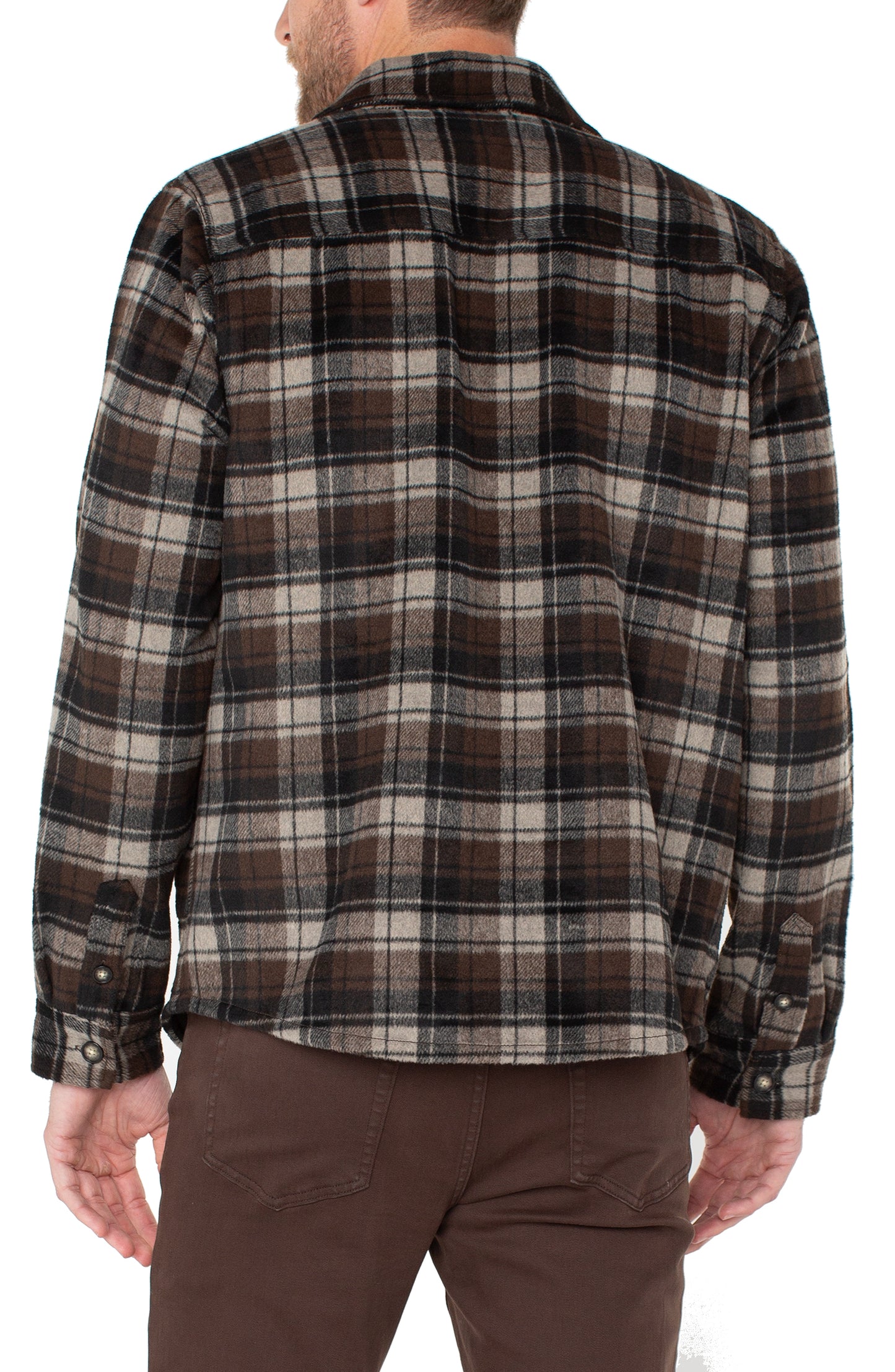 Plaid Shirt Jacket in Brown & Black