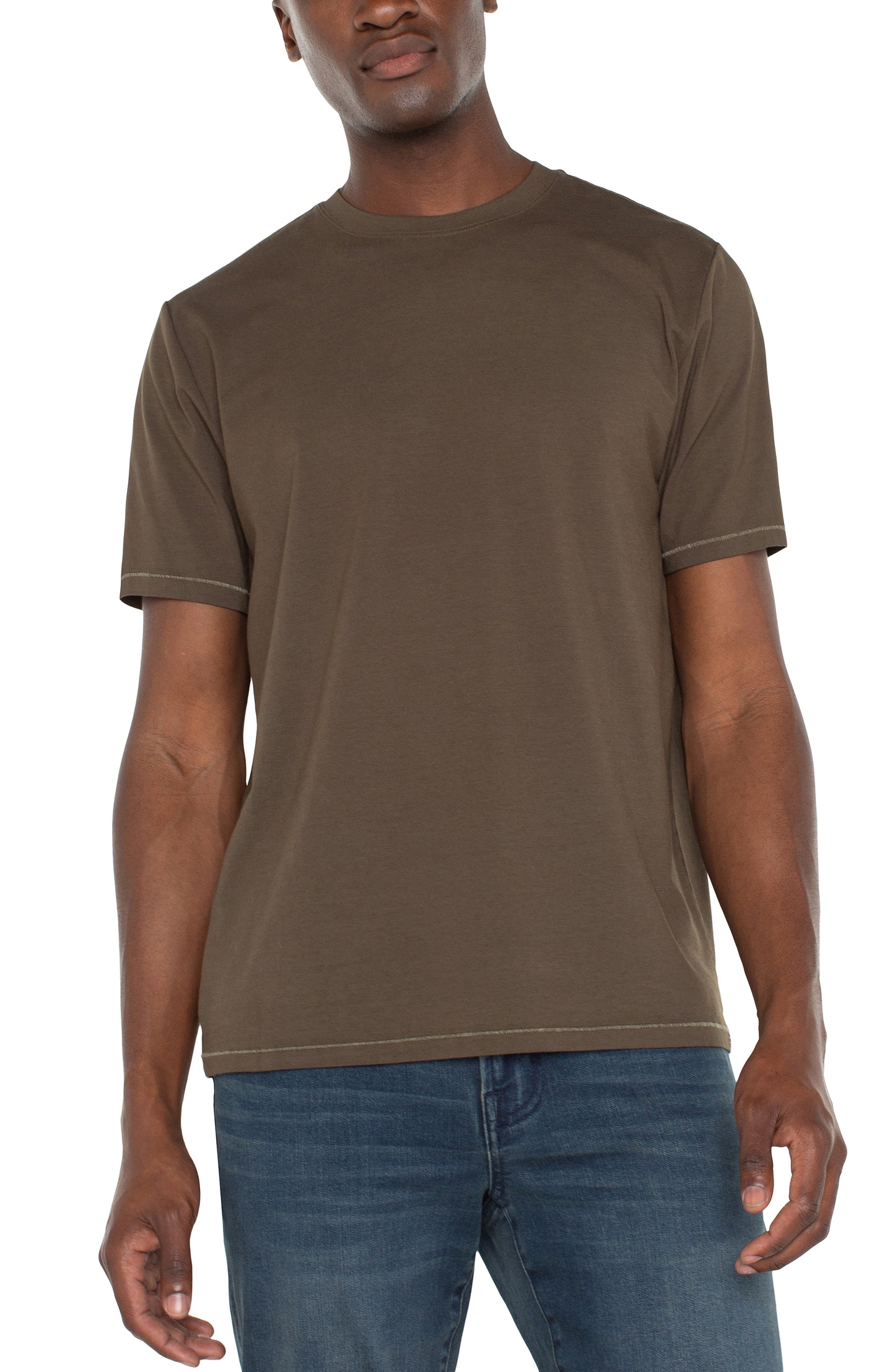 Short Sleeve Crew Neck Tee in Olive | Liverpool