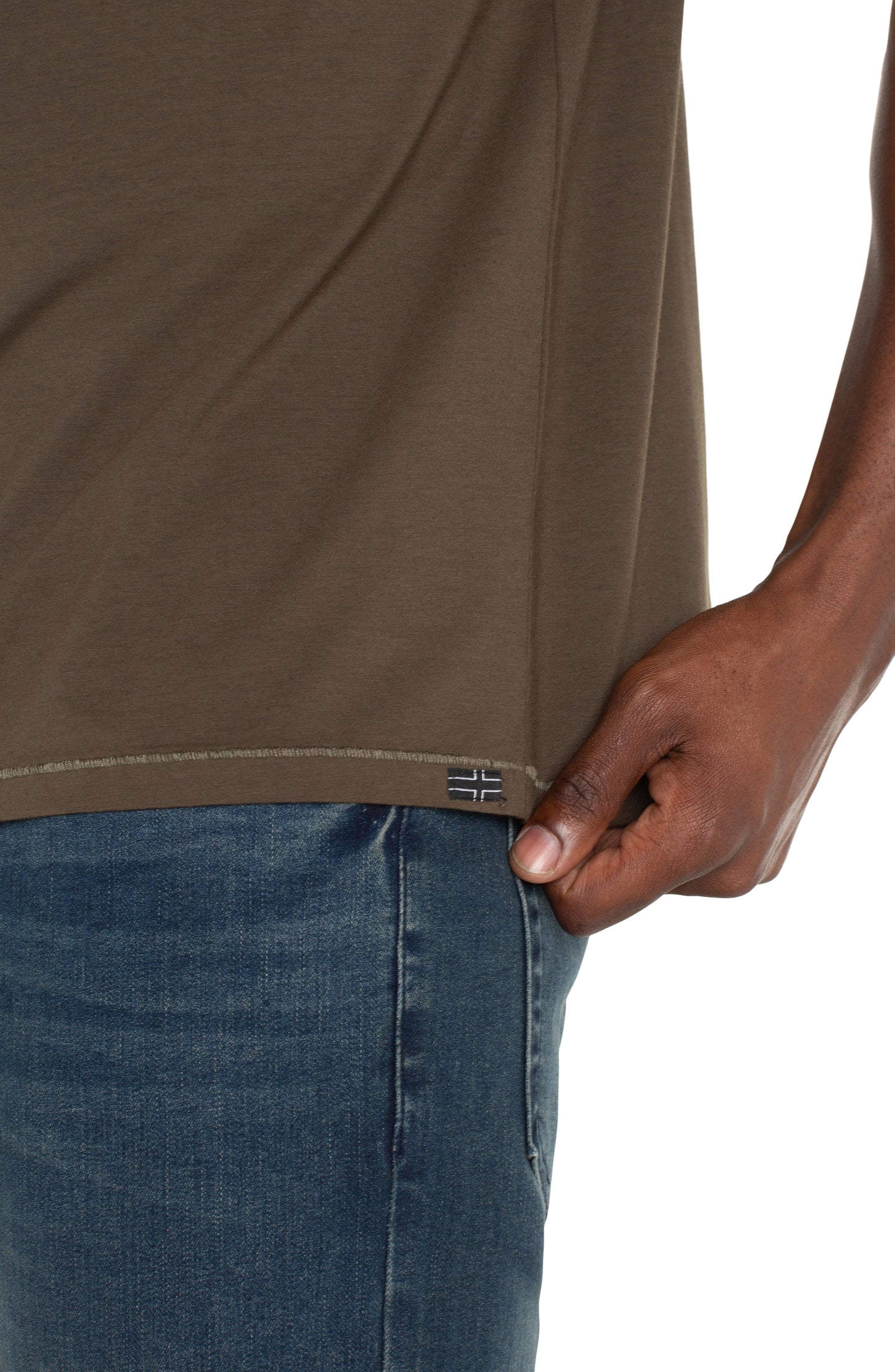 Short Sleeve Crew Neck Tee in Olive | Liverpool