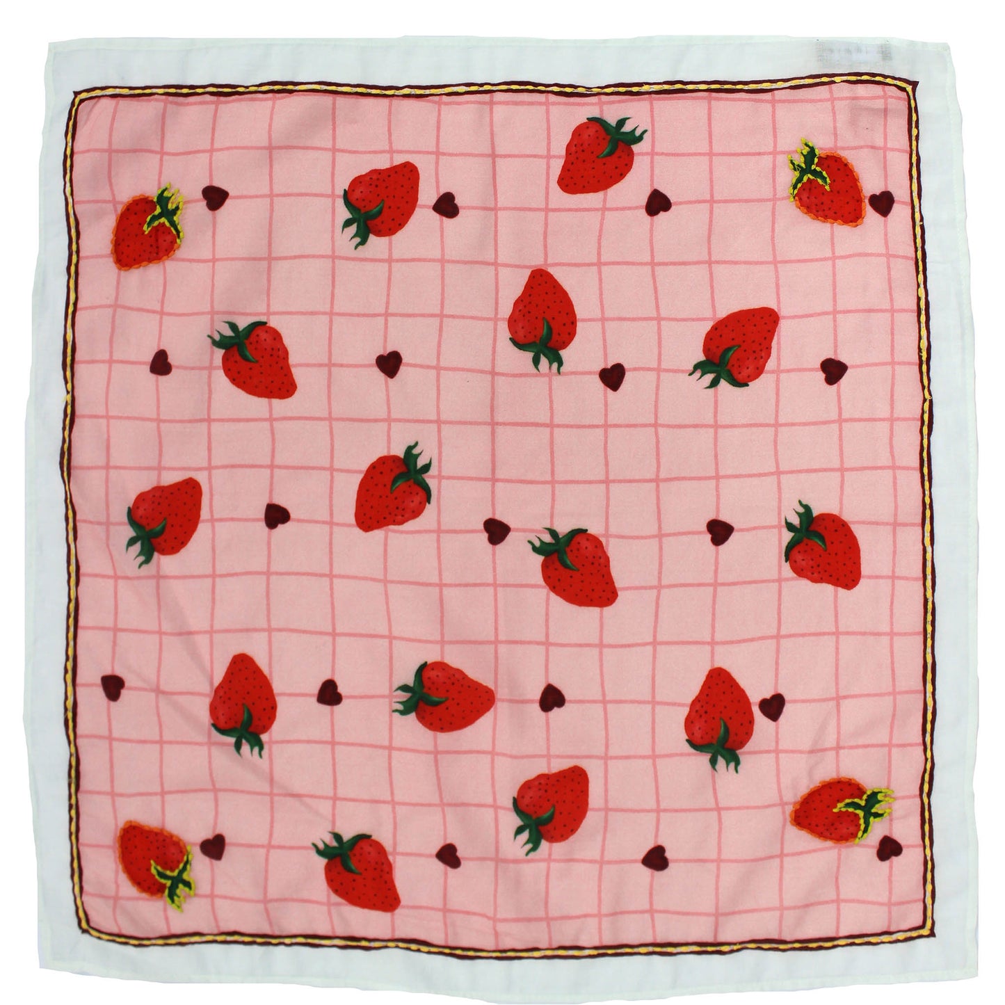 Pink Strawberry Cotton Square Scarf