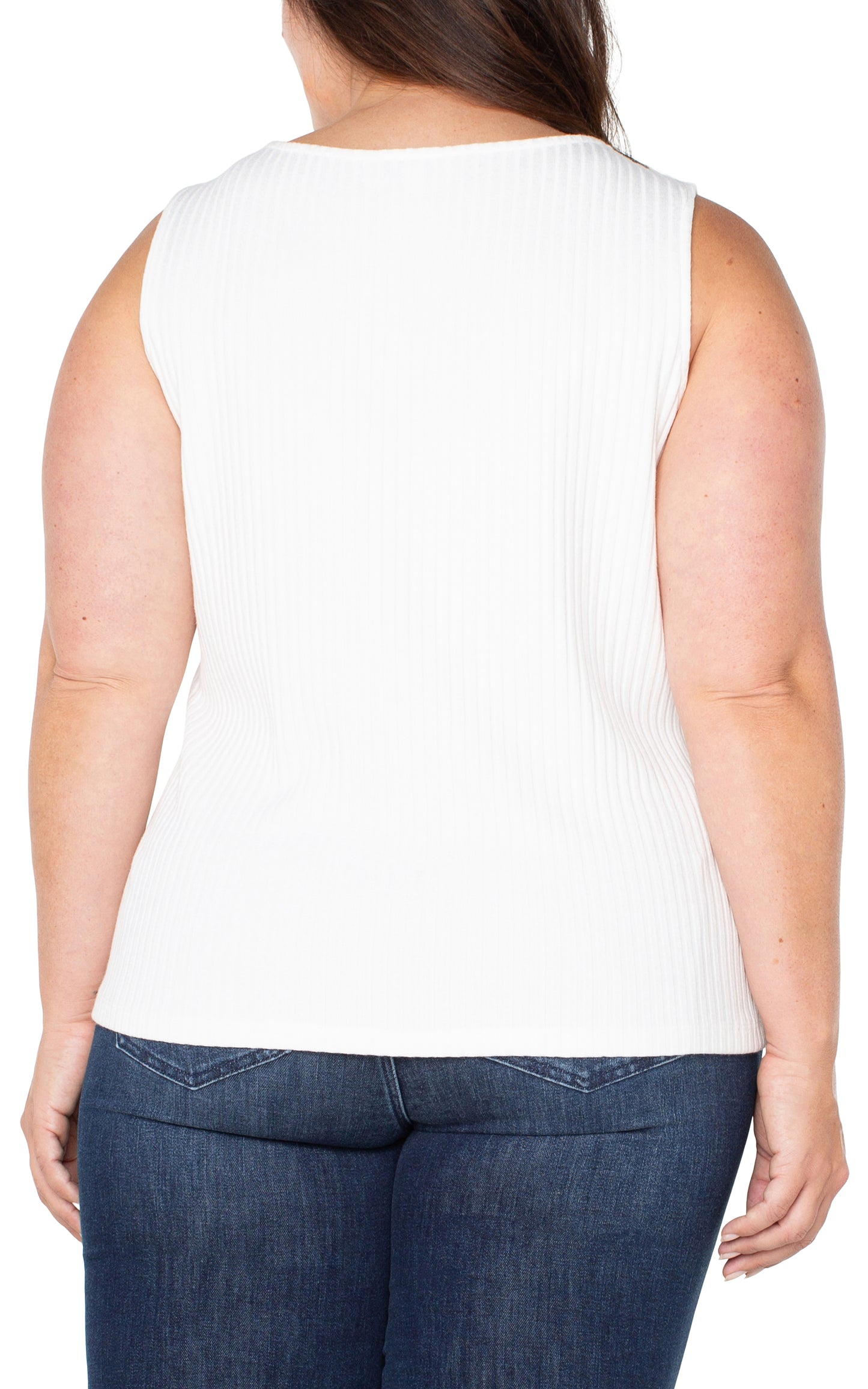 Sleeveless Plus Size Boat Neck Rib Knit Top | Liverpool