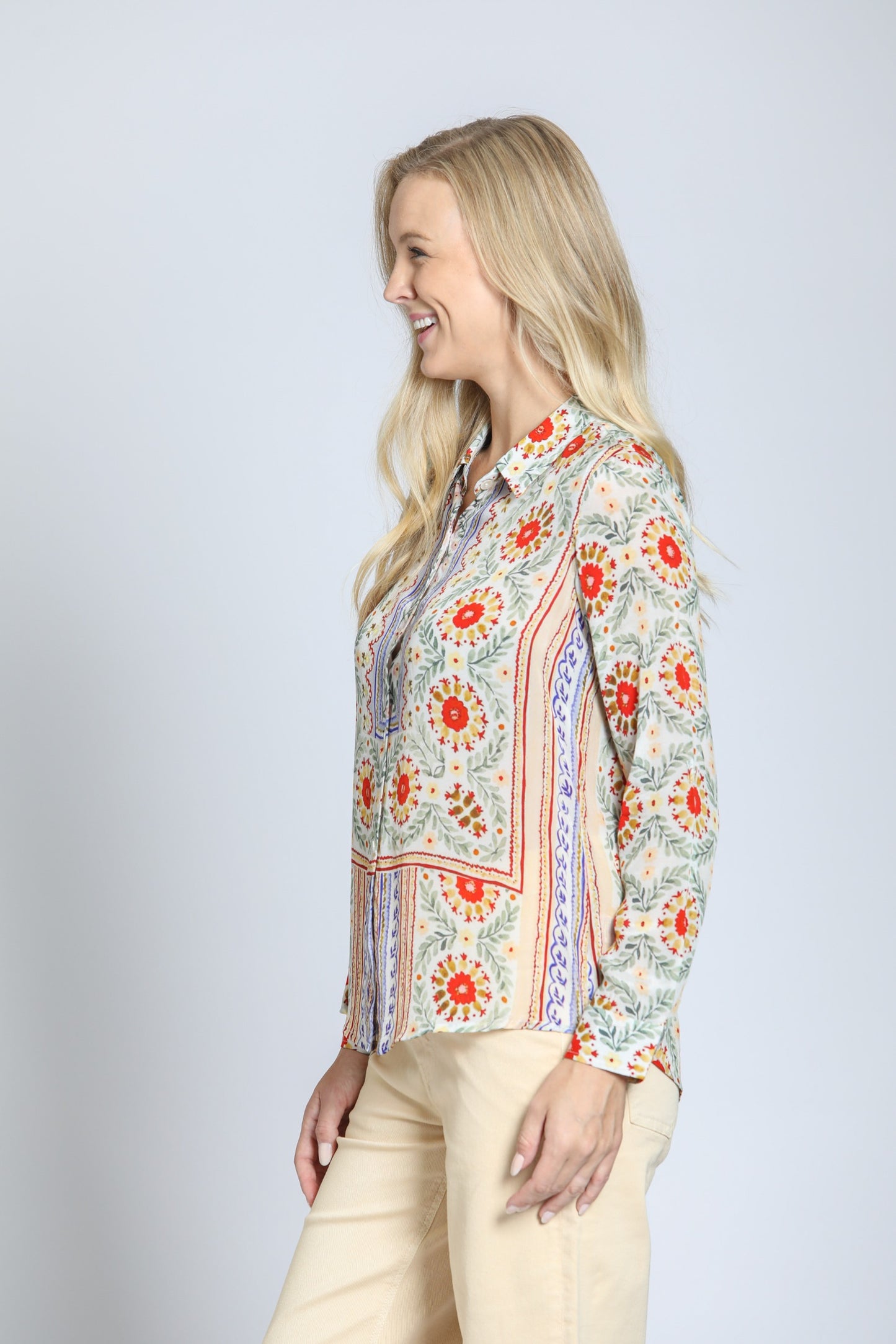 Multi Medallion Button-Up Blouse | APNY