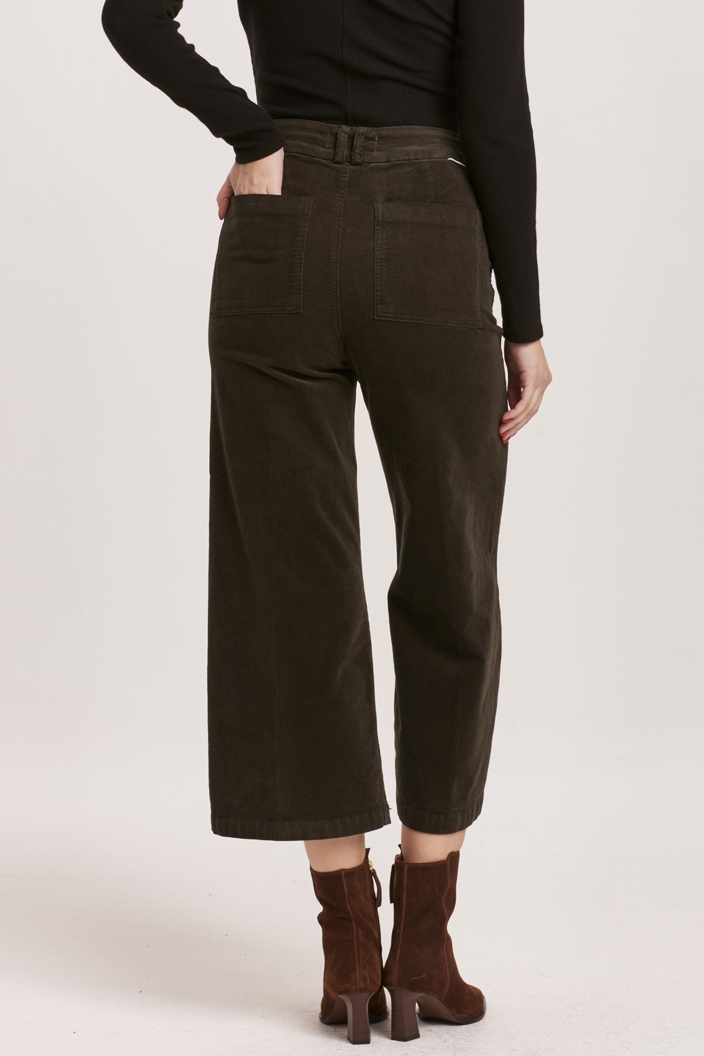 Audrey Wide Crop Corduroy in Forest Pine | Dear John