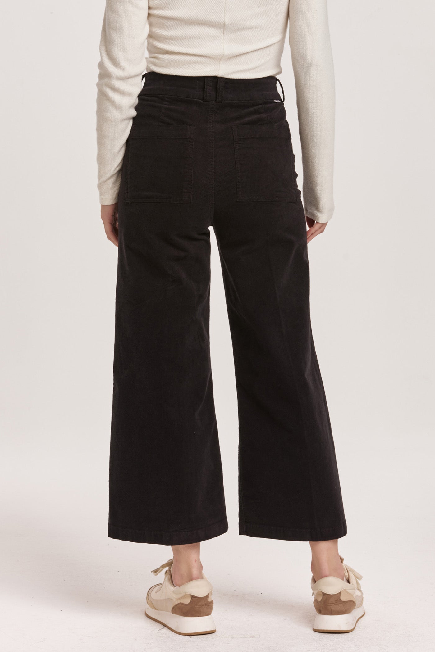 Audrey Wide Crop Corduroy in Black | Dear John