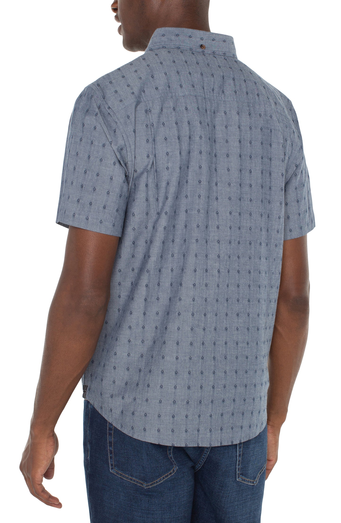 Short Sleeve Button Up Shirt - Chambray Dobby | Liverpool