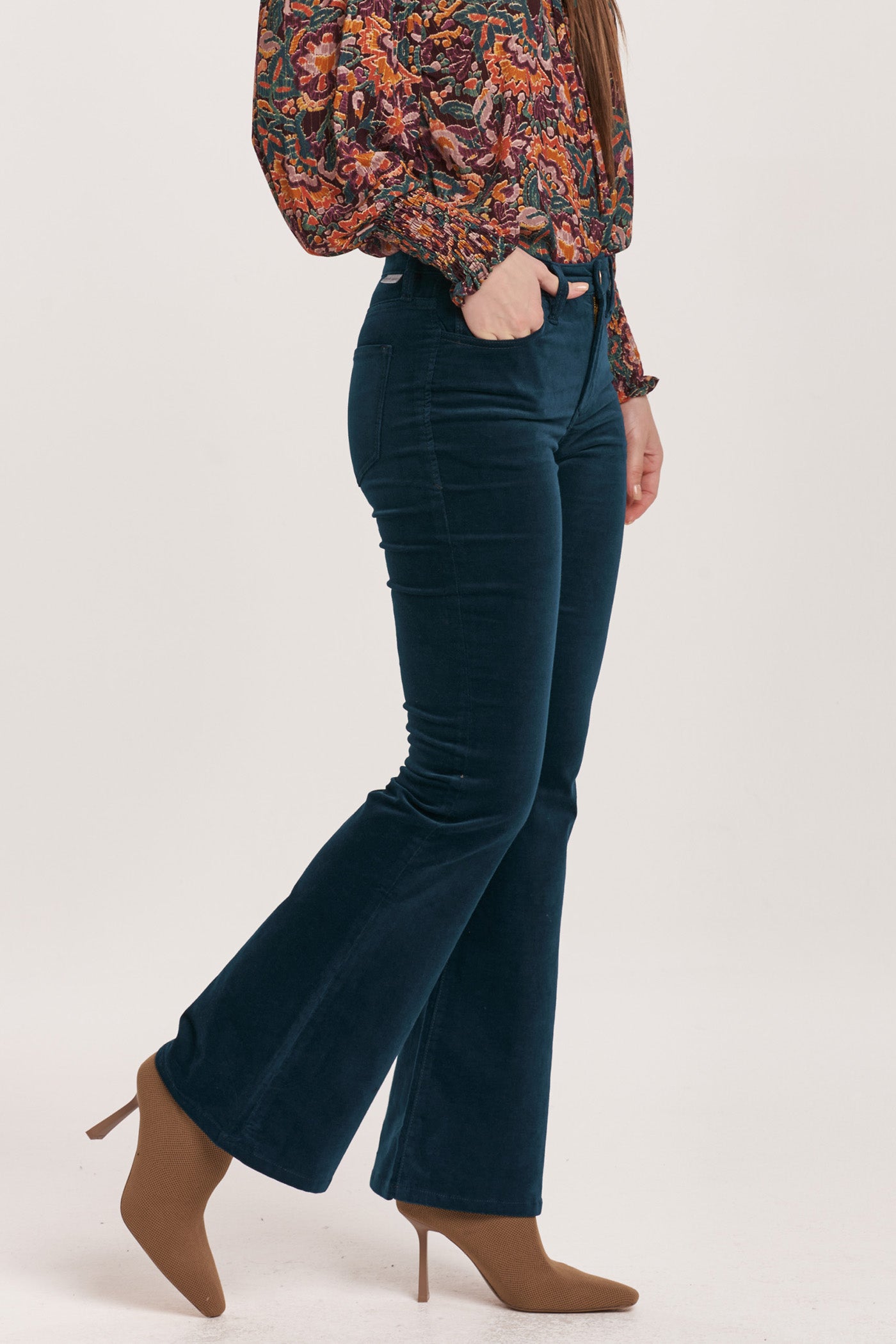 Rosa High Rise Bootcut in Velvet Teal | Dear John