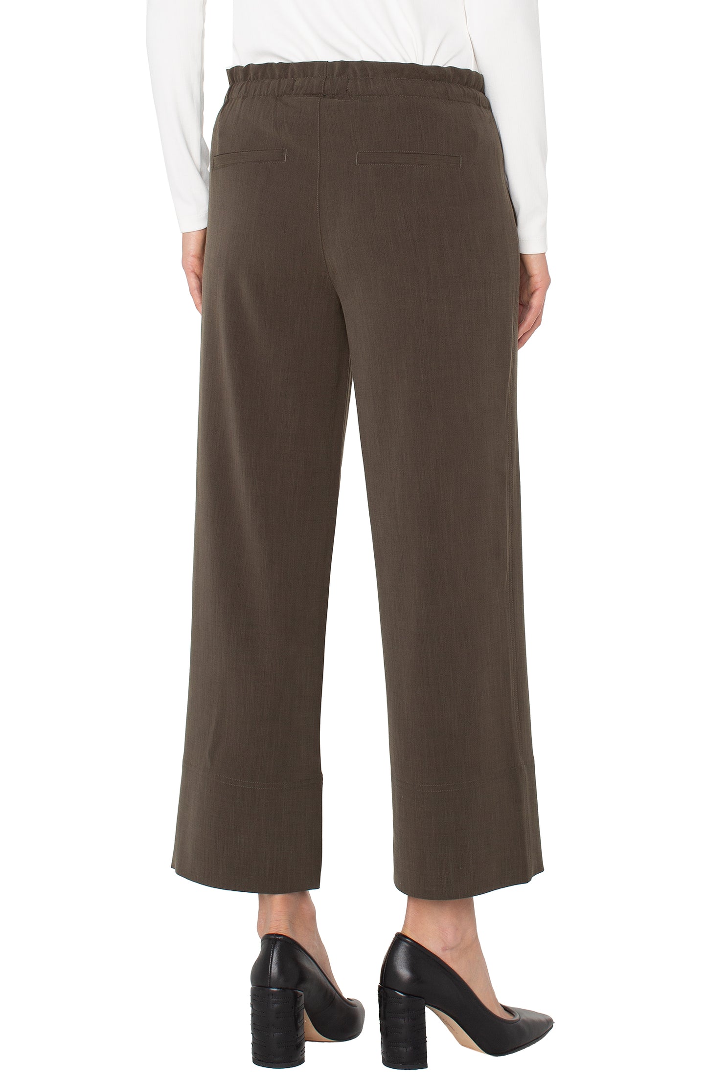 Wide Leg Ankle Pants in Black Olive | Liverpool