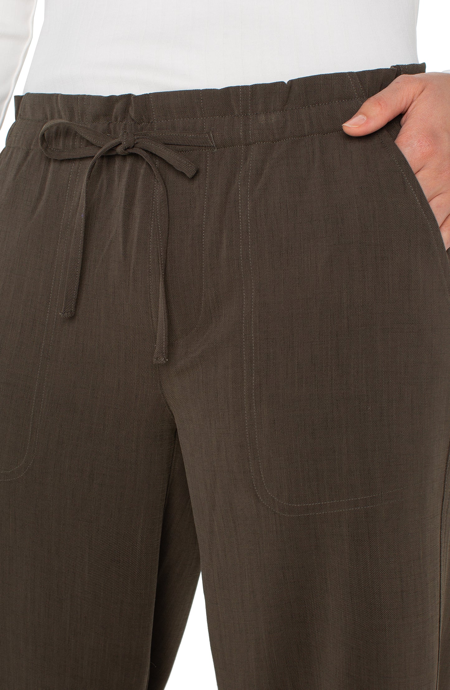 Wide Leg Ankle Pants in Black Olive | Liverpool