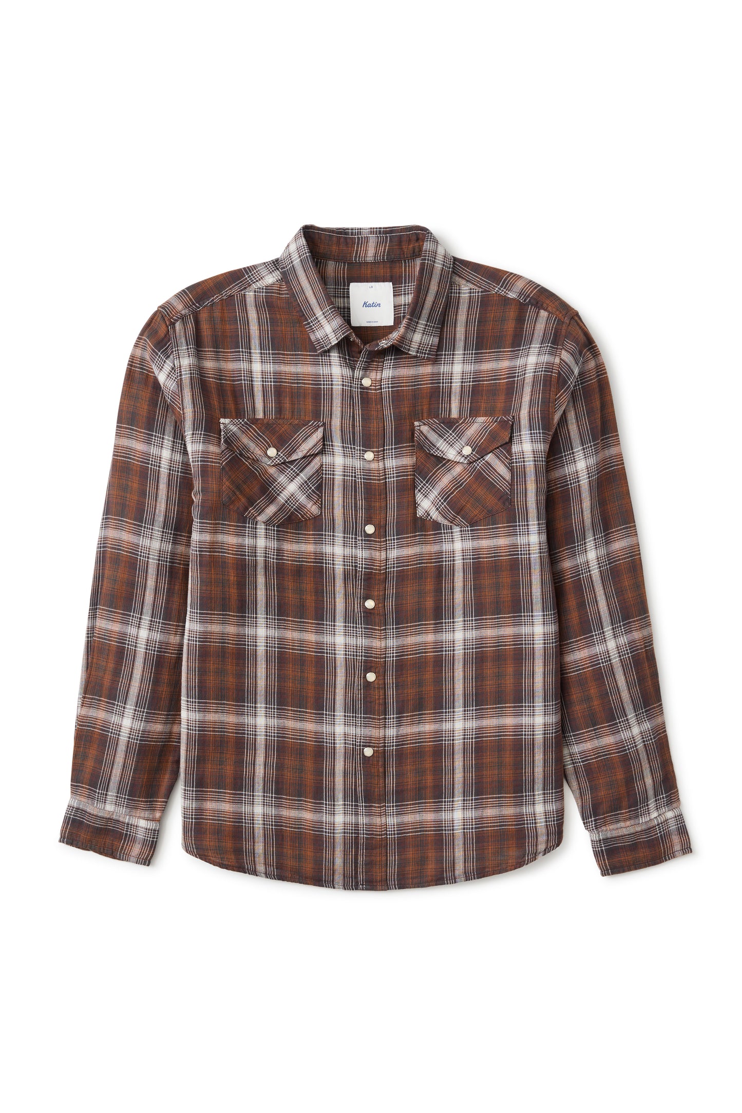 Darren Pearl Snap Shirt in Brown Plaid | Katin