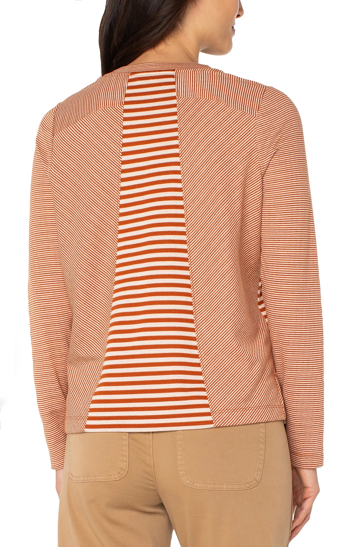 Long Sleeve Crew Top in Ginger Stripe | Liverpool