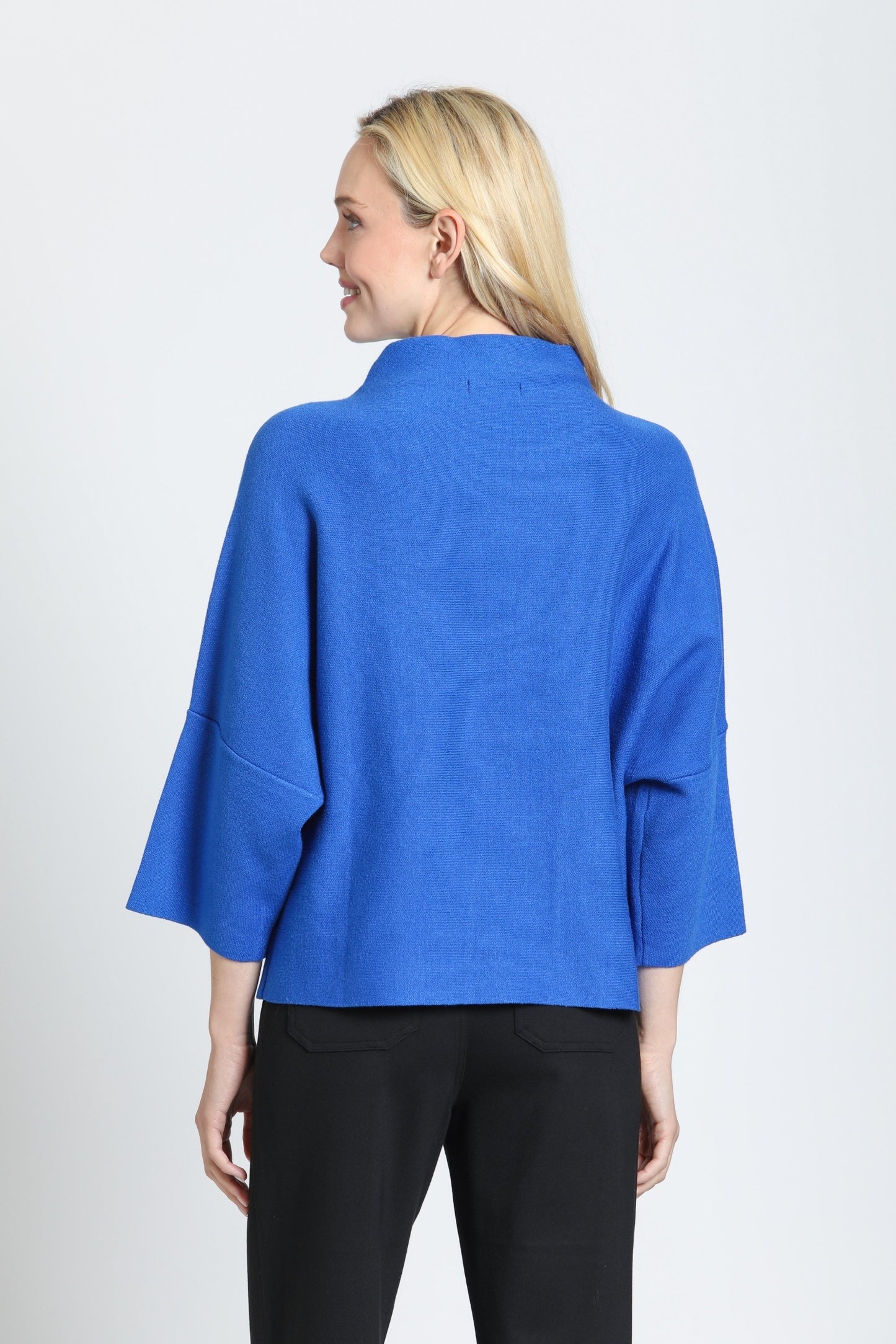 Boxy Mock Neck Sweater in Cobalt | APNY