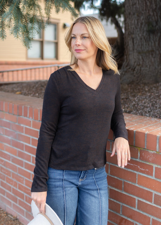 Shirred V-Neck in Java | Liverpool