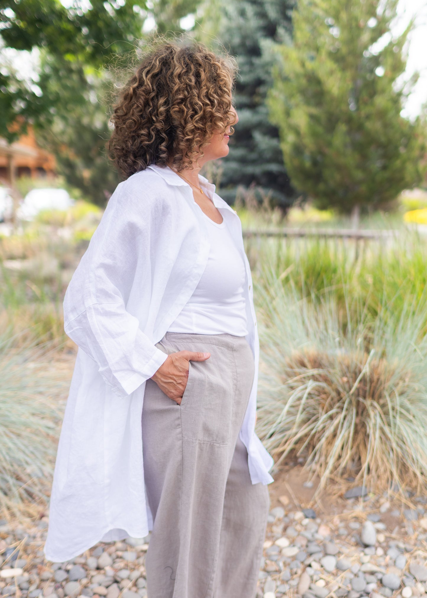 Hanky Linen One Size Shirt in White | Cut•Loose