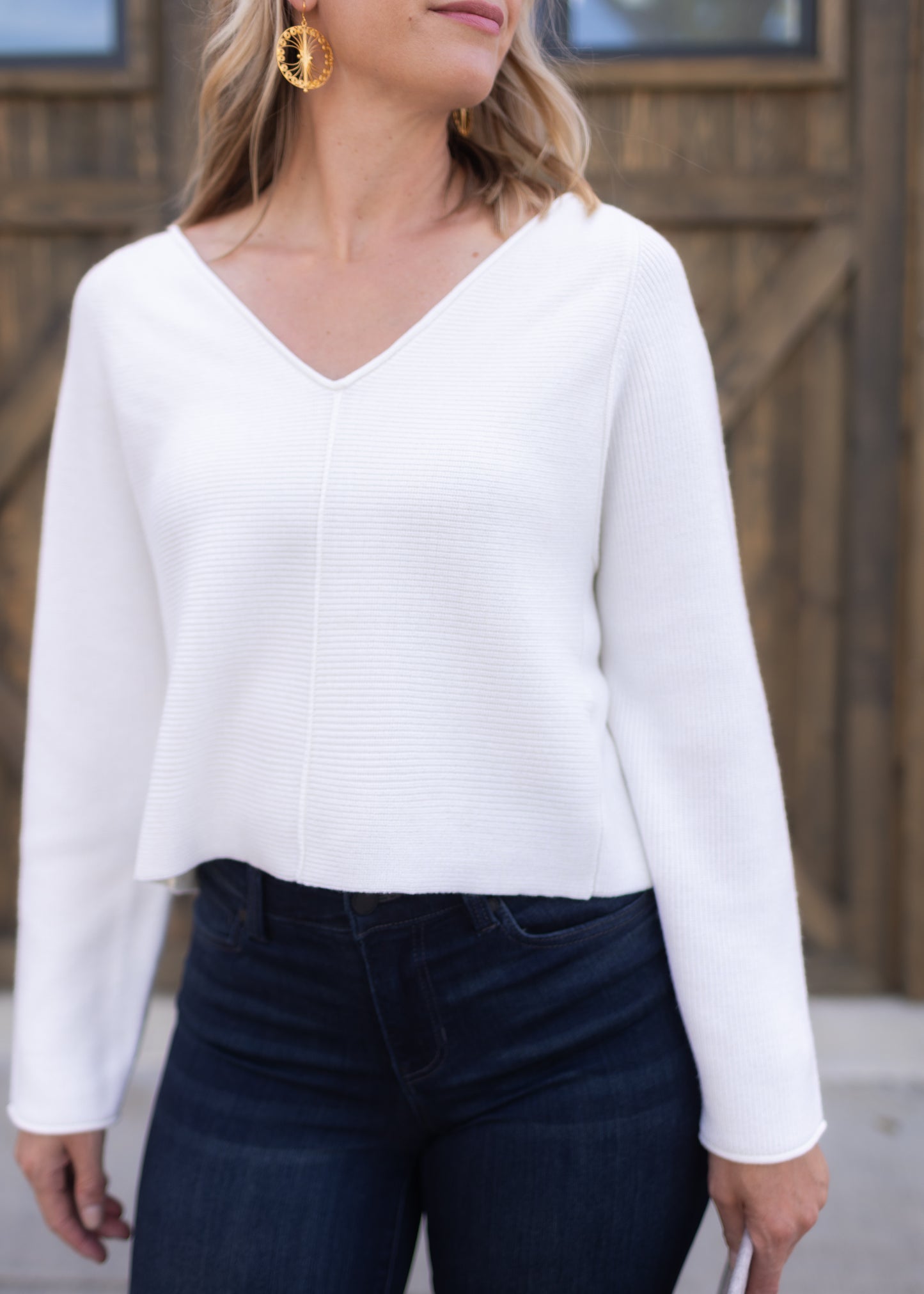 Asima V-Neck Sweater in Cream | Kerisma