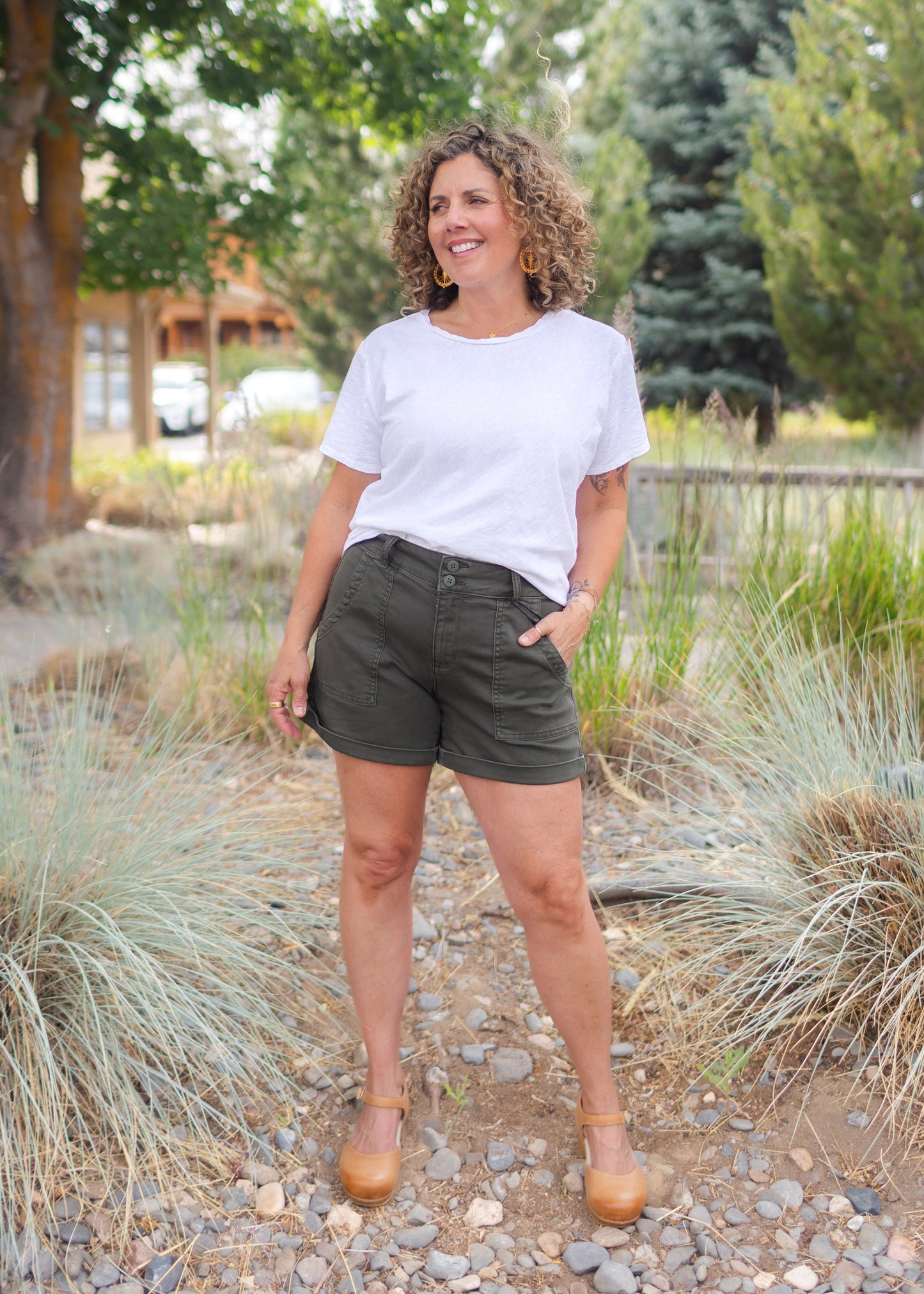 Short Sleeve Bias Tee in White | Cut•Loose