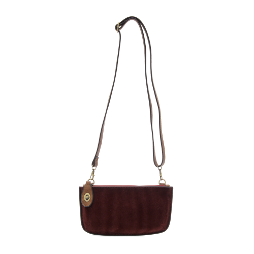 Corduroy Mini Crossbody Clutch in Wine