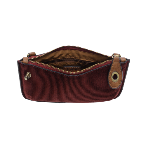 Corduroy Mini Crossbody Clutch in Wine