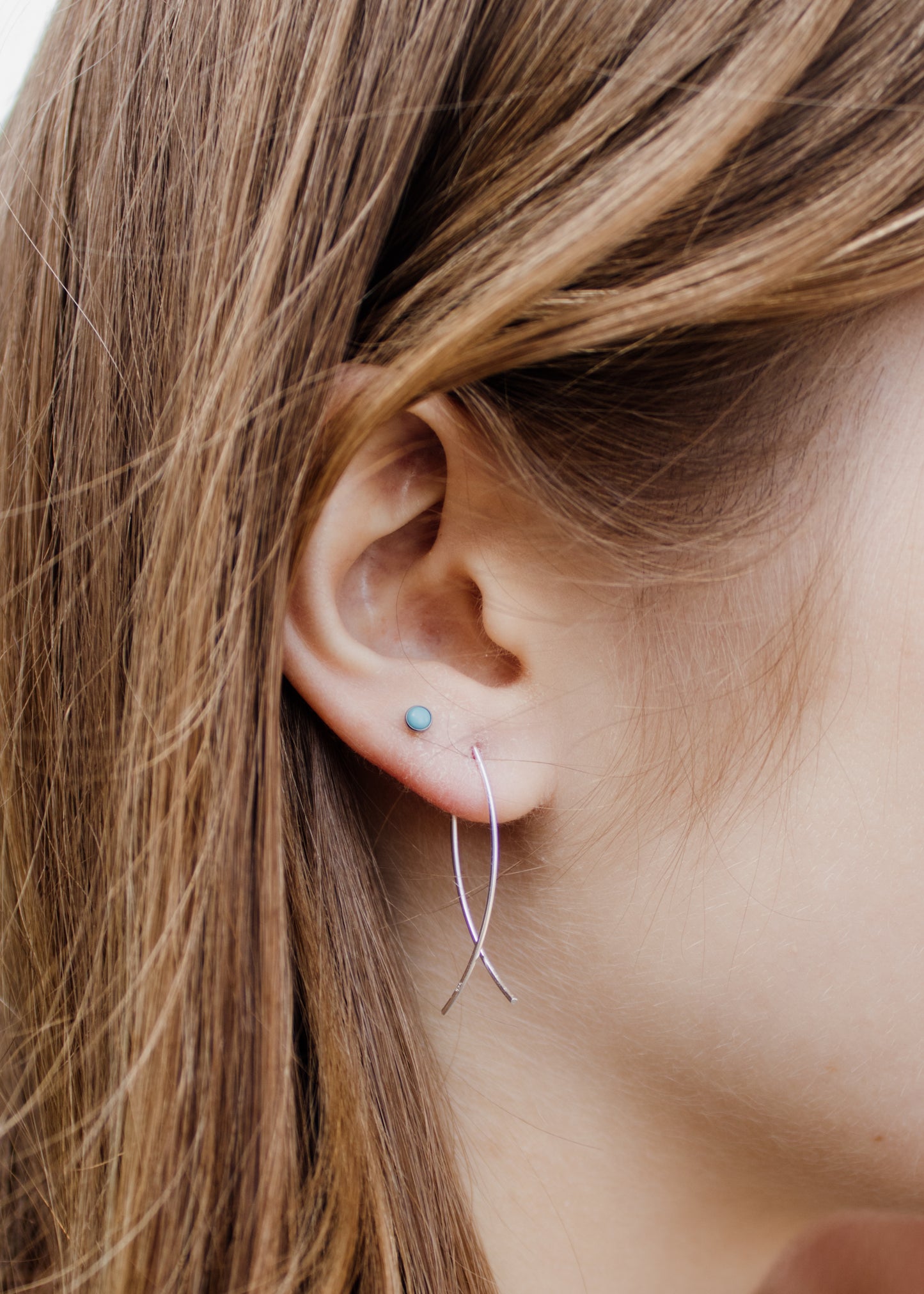 Silver Wishbone Hoop Earrings