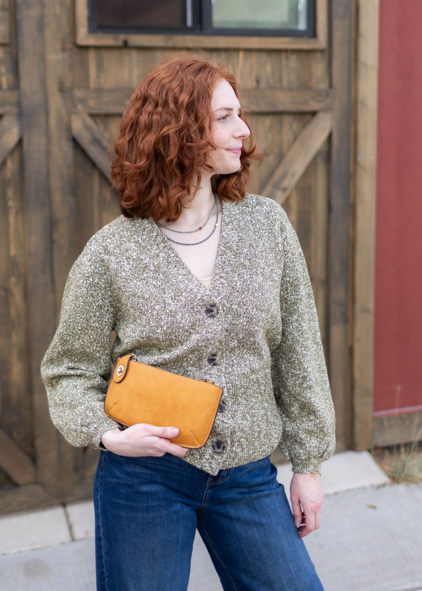 Mini Crossbody Wristlet Clutch in Honey