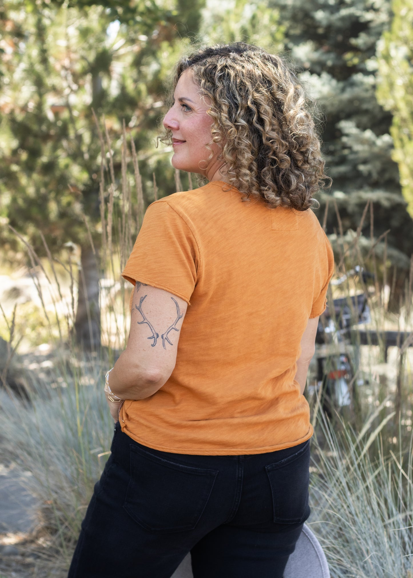 Vanya Relaxed V-Neck Tee in Spice | Dear John