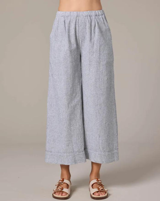 Crosshatch Pleated Crop Pant in White | Cut•Loose