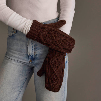 Dark Brown Cable Knit Mittens