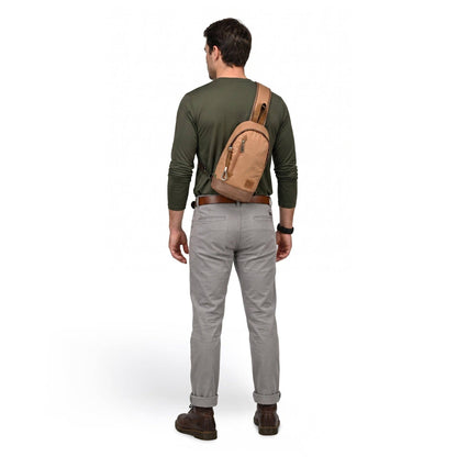 Coated Canvas Sling Bag in Burgundy