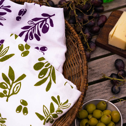 Purple Olives Flour Sack Tea Towel