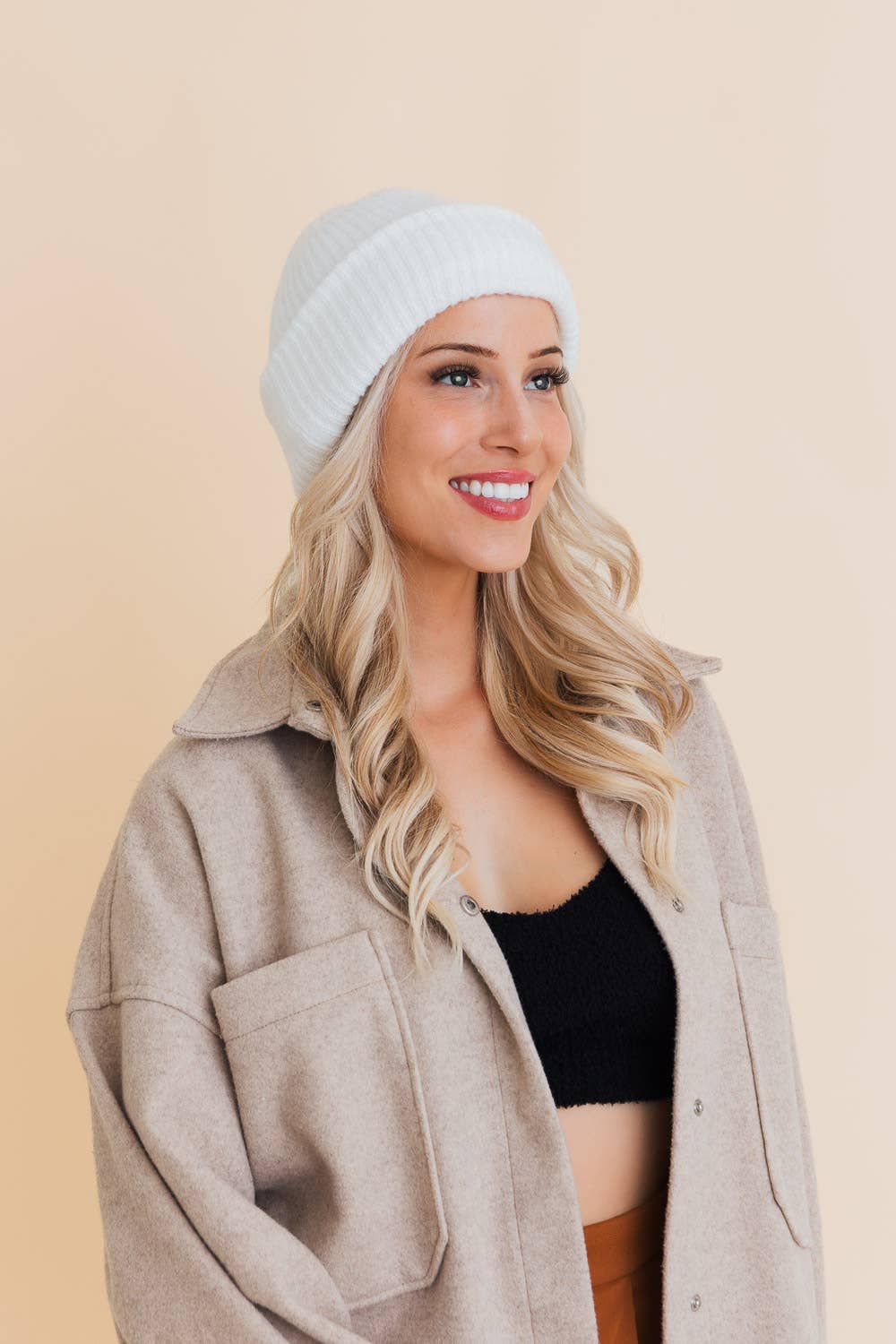 Recycled Winter Beanie in Ivory